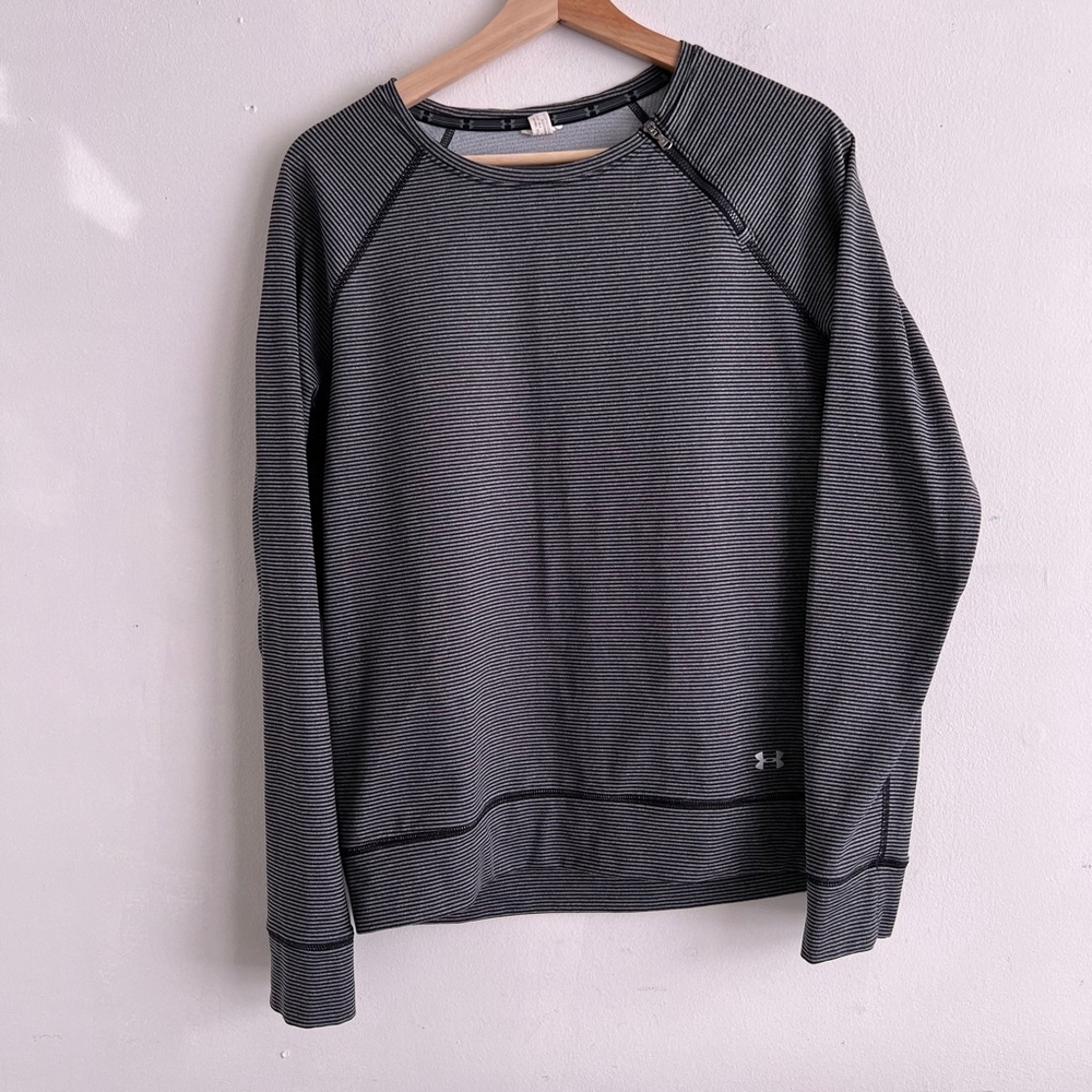 Women's Under Armour Striped Pullover Sweatshirt Size M Gray